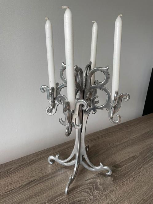 Metalen kandelaar - H 40 cm - voor 4 kaarsen, Huis en Inrichting, Woonaccessoires | Kandelaars en Kaarsen, Zo goed als nieuw, Kandelaar