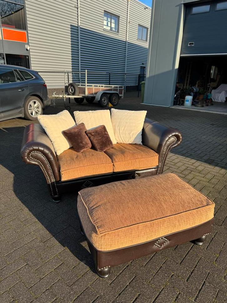 Prachtige Kasteelbank + Hocker te koop!, Huis en Inrichting, Banken | Bankstellen, Gebruikt, Rechte bank, Tweepersoons, 200 tot 250 cm