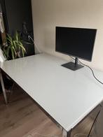 Tafel met glazen blad, Huis en Inrichting, Tafels | Eettafels, Ophalen, Gebruikt, 100 tot 150 cm, 50 tot 100 cm