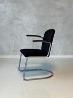 Gispen 413 eetkamerstoel vintage eettafelstoel zwart ribstof, Metaal, Gebruikt, Vintage, Ophalen of Verzenden