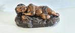 Antiek Bronzen Beeld van een slapende Putti, Ophalen of Verzenden, Brons