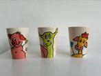 Set van 3 bekers met boerderijdieren HANDBESCHILDERD, Ophalen, Zo goed als nieuw, Overige stijlen, Kop(pen) en/of Schotel(s)