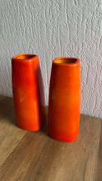 Set van 2 vintage Scheurich West Germany vazen – oranje, Huis en Inrichting, Woonaccessoires | Vazen, Aardewerk of Porselein, Oranje