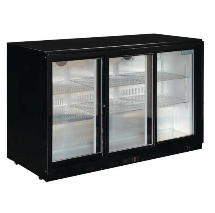 Polar Bar Koelkast Triple Display Schuifdeur 330L Zwart, Zakelijke goederen, Horeca | Keukenapparatuur, Koelen en Vriezen, Gebruikt