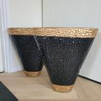Zwarte Bloempotten met Gouden Accent, Overige materialen, Binnen, Zo goed als nieuw, Minder dan 40 cm