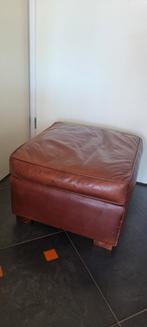 Vintage lederen ottoman hockers poef, Ophalen of Verzenden, Zo goed als nieuw, 50 tot 75 cm, 50 tot 75 cm