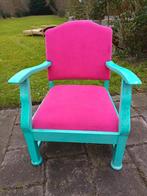 Vintage fauteuil met roze bekleding, Ophalen, Gebruikt, Minder dan 75 cm, Vintage