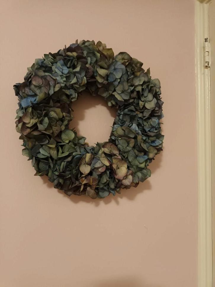 Hortensia Krans - Blauw/Groen 30cm, Huis en Inrichting, Woonaccessoires | Kransen, Ophalen