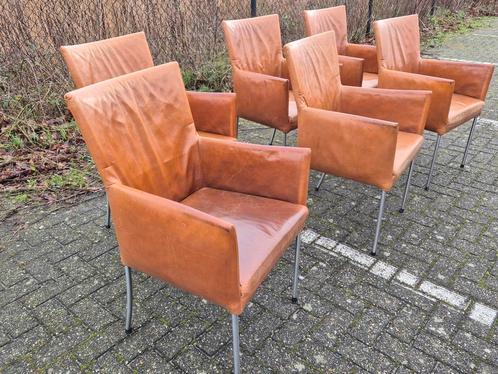 Vintage Leer Bert Plantagie Arc design eetkamerstoelen, Huis en Inrichting, Stoelen, Gebruikt, Vijf, Zes of meer stoelen, Leer
