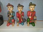 Origineel houten snijwerk kleurrijke Thaise priester 25cm., Ophalen of Verzenden