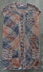 Lang opengewerkt mouwloos vest roze blauw maat L, Blauw, Maat 42/44 (L), Ophalen of Verzenden, Zo goed als nieuw