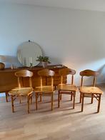 Set van 4 vintage brutalistische grenen stoelen, Ophalen, Gebruikt, Bruin, Vier