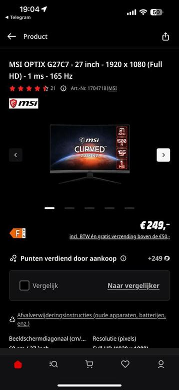 MSI OPTIX G27C7 - 27 inch beschikbaar voor biedingen