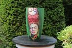 Handgemaakte Frida Kahlo vaas keramiek – groen 20 cm, Overige kleuren, Verzenden, Nieuw, Glas