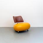 1x Leolux Pallone fauteuil kleurstelling geel/bruin, Huis en Inrichting, Fauteuils, Ophalen of Verzenden, Zo goed als nieuw, Leer