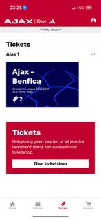 Ajax - benfica 2 tickets, Twee personen