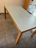 Nette eiken tafel met glazen blad en lades, Huis en Inrichting, Tafels | Eettafels, Ophalen, 50 tot 100 cm, Zo goed als nieuw