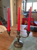 Driearmige tinnen kandelaar. Afmetingen: h 18 cm, b 25 cm, Antiek en Kunst, Ophalen of Verzenden, Overige materialen