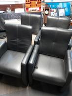 4x Nette fauteuil zwart leder, Ophalen, Gebruikt, Minder dan 75 cm, Leer