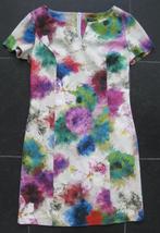 Caroline Biss jurk, bloemen roze groen blauw, korte mouw 38, Kleding | Dames, Maat 38/40 (M), Wit, Ophalen of Verzenden, Zo goed als nieuw