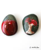 Appeltje voor de dorst uniek tweeluik geschilderd op steen, Antiek en Kunst, Ophalen of Verzenden