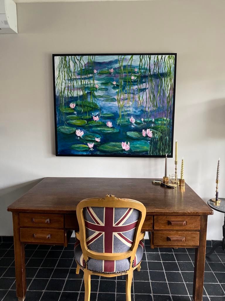 Schilderij geïnspireerd op Monet’s Waterlelies, Ophalen of Verzenden