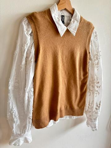 100% cashmere Scotland beige sweater vest tan sz 36 beschikbaar voor biedingen