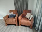 2 fauteuils camel kleur, leder., Huis en Inrichting, Banken | Complete zithoeken, Ophalen, Gebruikt