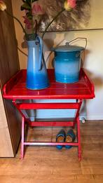 Rood houten brocante tafeltje, Huis en Inrichting, Ophalen, Zo goed als nieuw, 25 tot 50 cm, 50 tot 100 cm