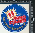 Sticker: Arno Stainer Schriften Siebdruck - Lofer, Ophalen of Verzenden, Zo goed als nieuw, Bedrijf of Vereniging