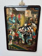 Chinees schilderij omgekeerd geschilderd glas Mahjong dames, Antiek en Kunst, Ophalen of Verzenden