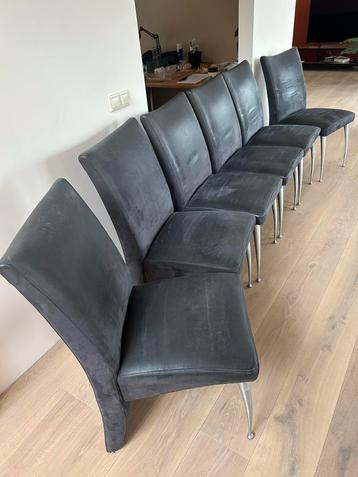 6 Antracietgrijze Alcantara Eetkamerstoelen beschikbaar voor biedingen