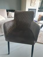 Grijze Velours Eetkamerstoelen - Set van Vier, Huis en Inrichting, Fauteuils, Ophalen, Gebruikt, Minder dan 75 cm, Metaal