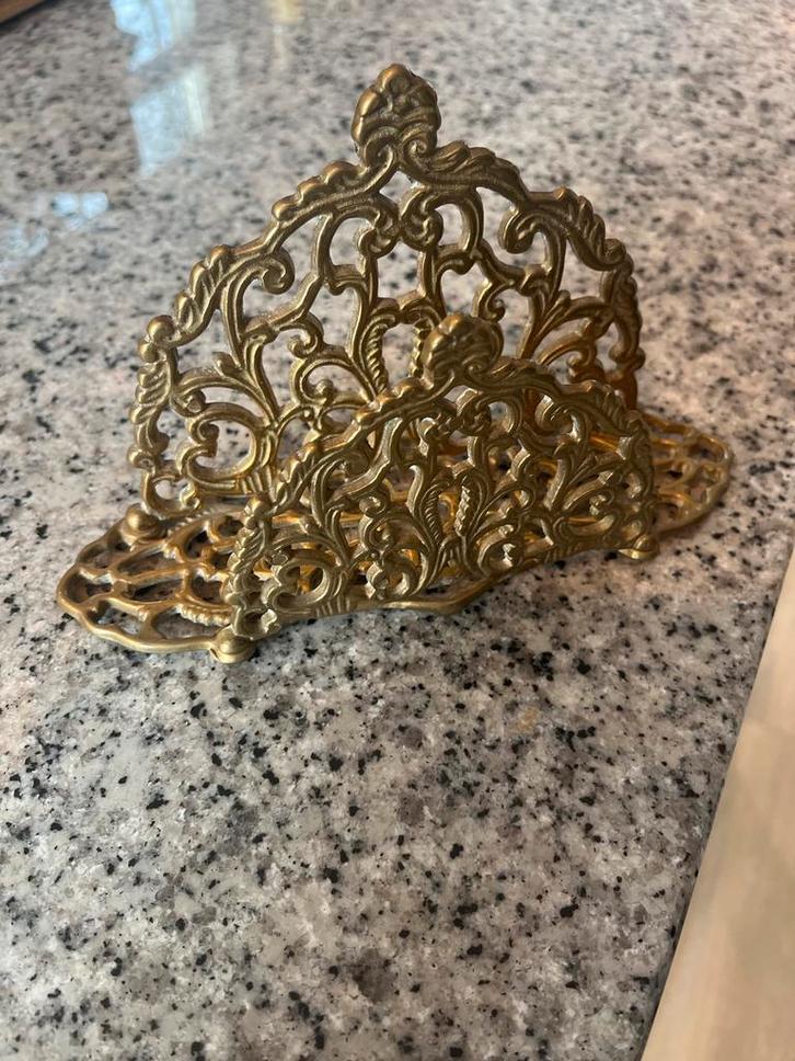 Vintage Brievenhouder van Metaal, Sieraden, Tassen en Uiterlijk, Broches, Gebruikt, Overige materialen, Goud, 10 cm of meer, Ophalen of Verzenden