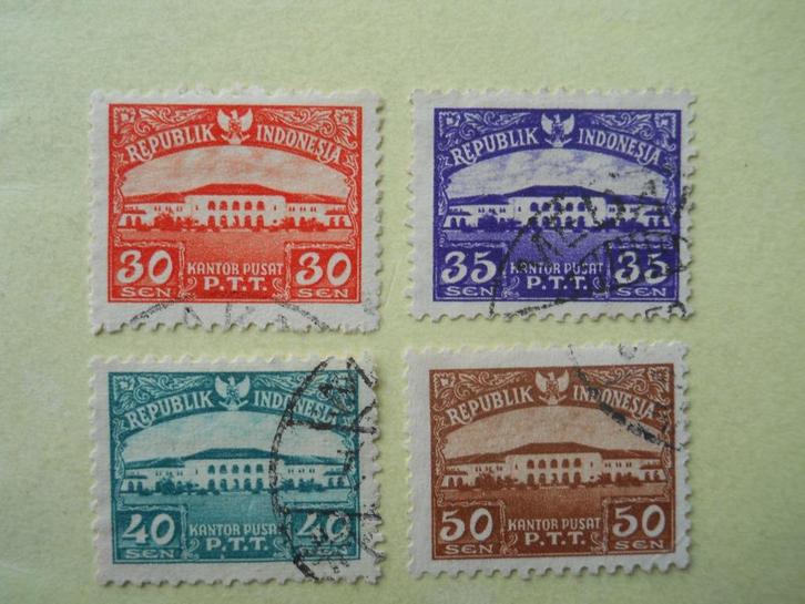 Indonesie 1951 Kantor Pusat P.T.T.  30 - 50 Sen gestempeld, Postzegels en Munten, Postzegels | Azië, Gestempeld, Zuidoost-Azië