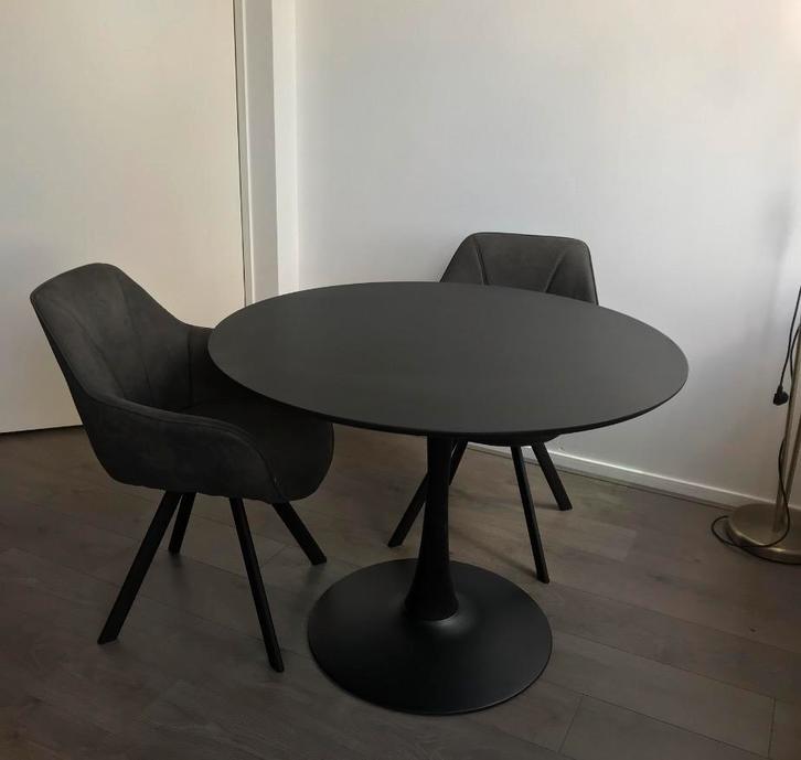 Zwarte ronde eettafel diameter 100 cm, Huis en Inrichting, Tafels | Eettafels, Zo goed als nieuw, 100 tot 150 cm, Rond, Ophalen