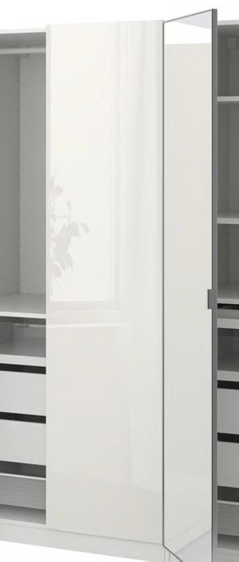 Pax Ikea hoogglans wit kastDEUR, 3 scharnieren, 1x50x229