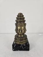 Boeddha vier hoofden, brons, Cambodja, midden 20e eeuw, Ophalen of Verzenden