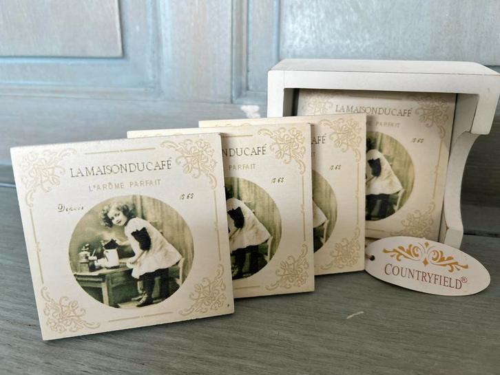 Landelijk/brocante onderzetters met print. Nieuw!, Huis en Inrichting, Woonaccessoires | Onderzetters, Nieuw, Glas of Kopje, Verzenden