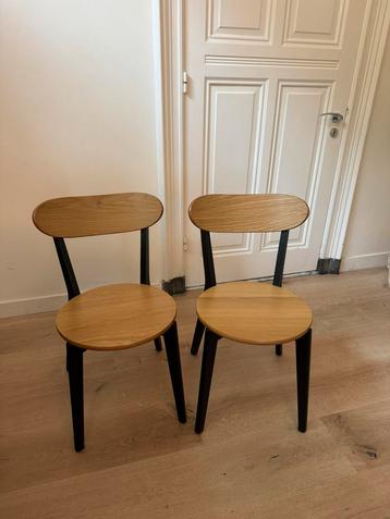 Klassieke retro eetkamer stoelen | naturel eiken | staal beschikbaar voor biedingen