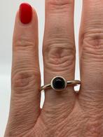 K418 Pandora zilveren ring onyx maat 18,5, 18 tot 19, Ophalen of Verzenden, Dame, Zilver