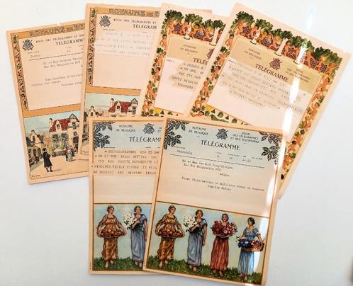 7 oude Belgische telegrammen, Antiek en Kunst, Kunst | Litho's en Zeefdrukken, Ophalen of Verzenden