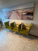 6 olijf groene lederen BERT PLANTAGIE STOELEN, Huis en Inrichting, Stoelen, Ophalen, Gebruikt, Overige kleuren, Metaal