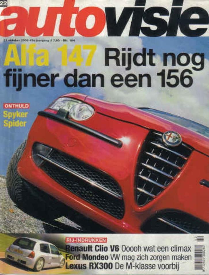 Autovisie 22 2000 : Renault Clio Sport V6 - Alfa Romeo 147, Boeken, Auto's | Folders en Tijdschriften, Gelezen, Algemeen, Ophalen of Verzenden