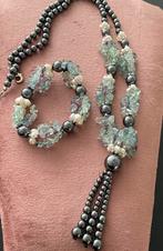 Edelstenen hematiet parels -fluoriet set: ketting & armband, Sieraden, Tassen en Uiterlijk, Kettingen, Ophalen of Verzenden, Zo goed als nieuw