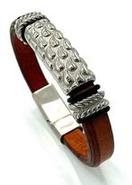 ABLeer001 Leer heren armband Leather bracelet, Verzenden, Nieuw, Bruin, Leer