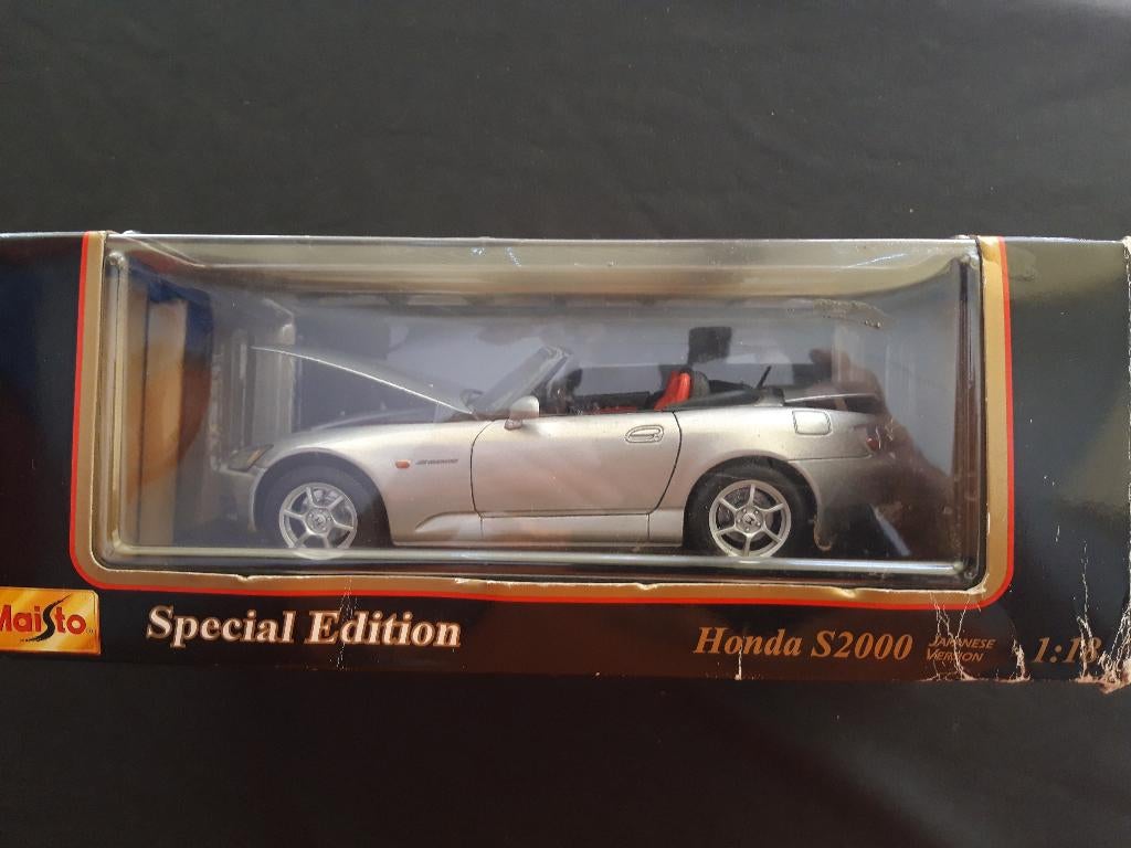 Honda S2000 roadster donkergrijs metallic - Maisto 1:18, Hobby en Vrije tijd, Modelauto's | 1:18, Ophalen of Verzenden, Zo goed als nieuw