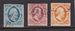 11,  1852  Koning Willem III, nvph nrs. 1 - 3, gebr., Verzenden, T/m 1940, Gestempeld