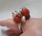 Zilveren ring met bedels parels en stenen maat 16.5 nr.1618