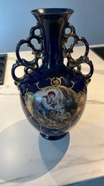 Antieke  Engelse blauwe vaas met gouden details, Ophalen